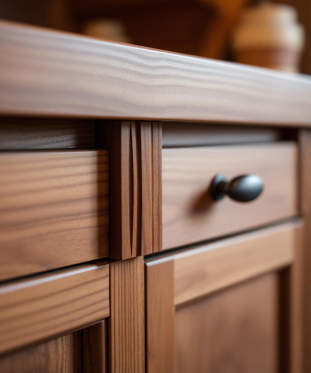 Close-up of hand-finished wood joinery